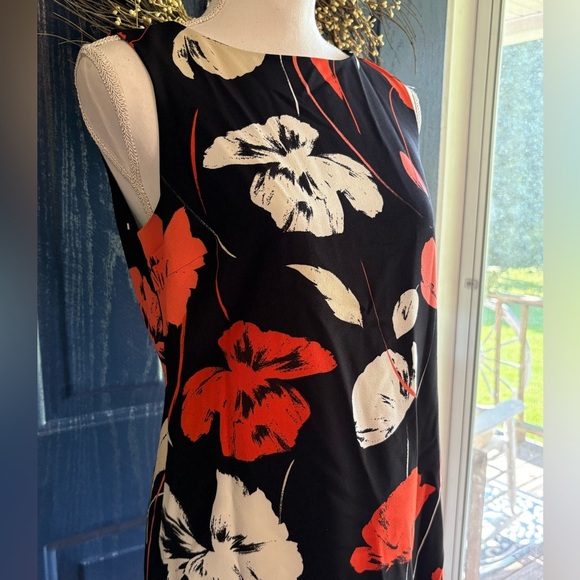 Kasper Tropical Print Sleveless Crepe Sheath Dress - Picture 2 of 14